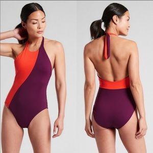 NWOT Athleta Asym Colorblock One Piece Sz S